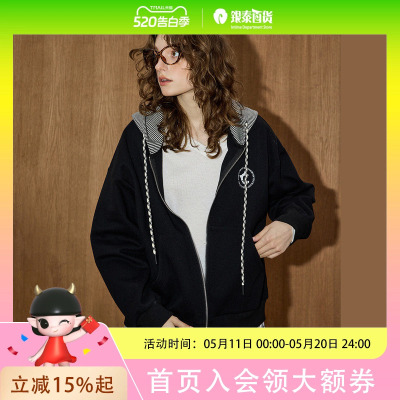 coolhut2025秋季女式美式复古宽松连帽时尚外套休闲运动外套