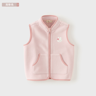 戴维贝拉儿童摇粒绒马甲2024秋装款男童抗静电外套女童宝宝开衫