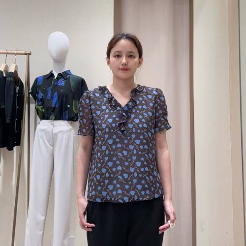 玖姿JZ女士复古时尚衬衫T恤短袖上衣JLFX80311