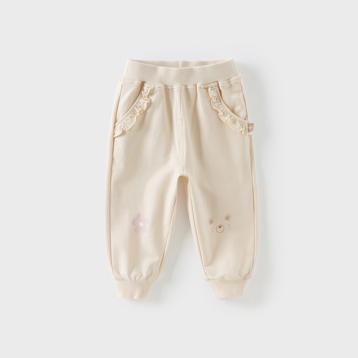 戴维贝拉儿童裤子2025春装款女童宝宝甜美束脚裤运动休闲长裤