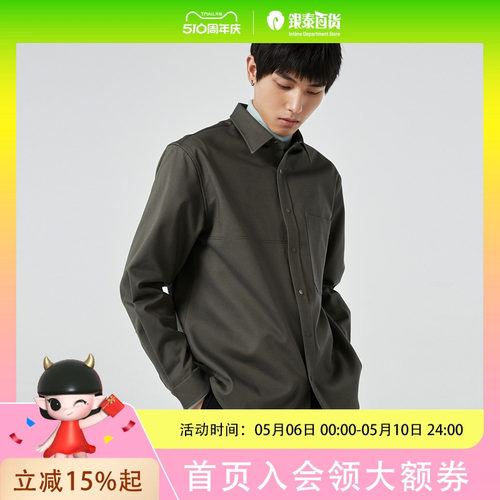 SELECTED思莱德保暖胸兜工装长袖衬衫外套男|422105013