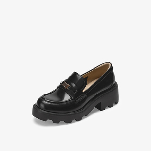 73hours女鞋西伦敦026春季方跟圆头纯色乐福鞋