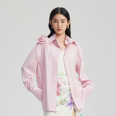三彩3COLOUR春女粉韵柔情花卉长袖衬衫S25111304C00