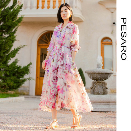 PESARO女士休闲绑带风衣外套上衣