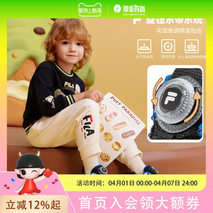 FILA斐乐儿童童鞋 2026春季 男女童小童旋钮扣泡芙闪灯鞋 K14G611606 运动鞋