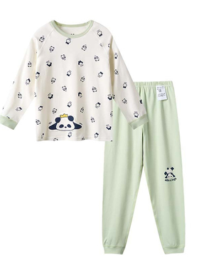 allo&luh阿路和如 秋冬女童男童趣印花秋衣秋裤内衣套装ABDI3QHO6E