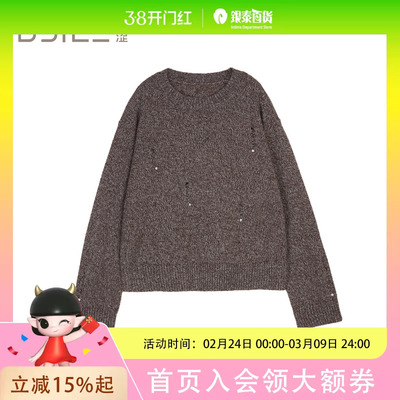 BSiEE本涩 气质 时尚圆领休闲长袖针织毛衣F06211D02