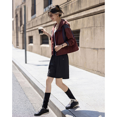 dme德玛纳【黑科技三防】城市运动风连帽拼色弧线分割魔术贴调节女外套G540320422604