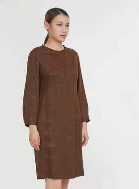 FEIZI菲姿秋季长袖格纹连衣裙1F460