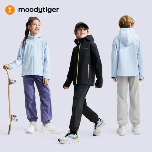 moodytiger童装儿童运动裤 拒水长裤宽松梭织男女童裤子61511308