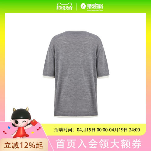 EIand衣恋圆领针织衫女短袖T恤