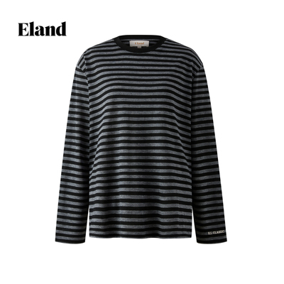 Eland衣恋T恤女撞色条纹长袖上衣