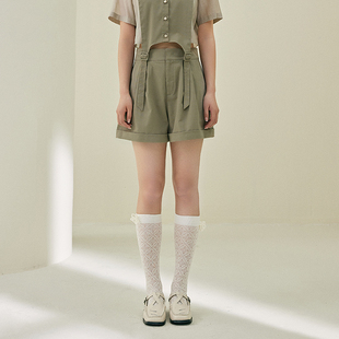 直筒宽松显瘦a字短裤 pit法式 新款 女2024年夏装 104D420354 设计感休闲短裤