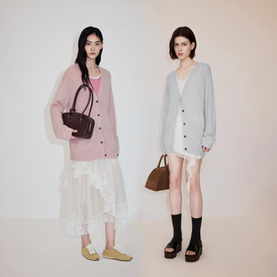 OCHIRLY欧时力 2026 羊毛V领针织外套开衫