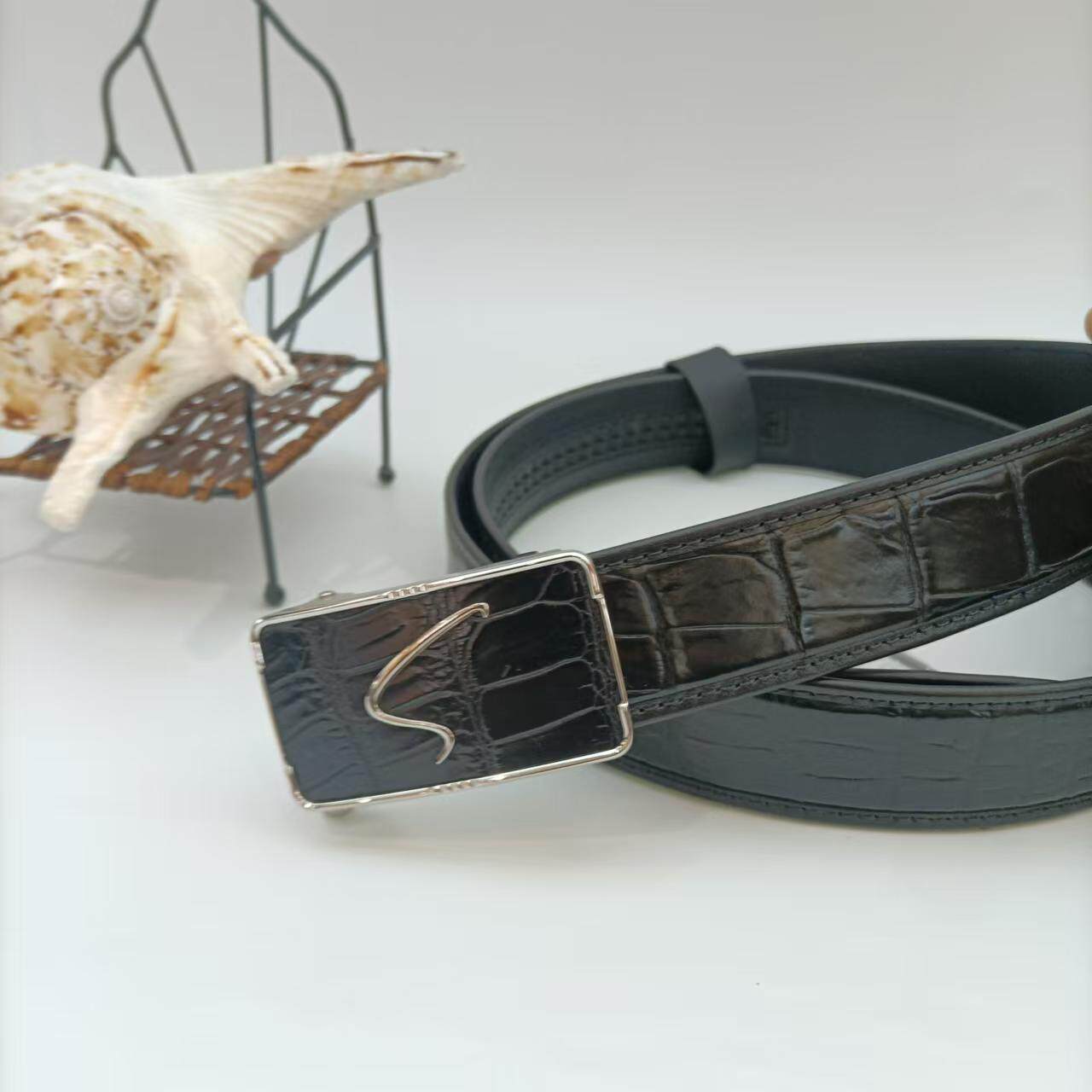 SATCHI/沙驰男士商务休闲自动扣鳄鱼皮革皮带NE72117-1H