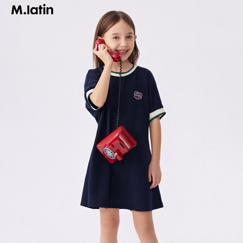 马拉丁童装儿童连衣裙夏款女大童学院短袖连衣裙