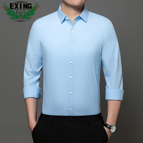 EXING男士时尚春秋款纯色衬衫