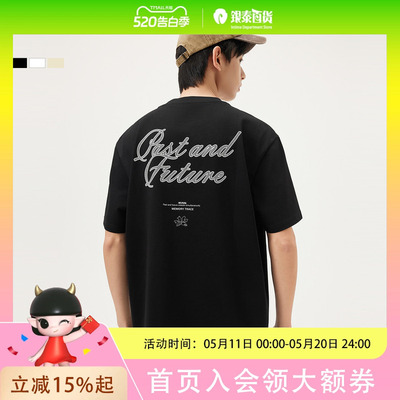 gxg.jeans男装 多色后背字母时尚美式宽松圆领短袖T恤男 J25D442069