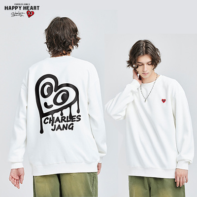 查尔斯桃心后背艺术喷漆印花圆领套头卫衣男女款个性潮牌打底上衣231583CH33067G33501T