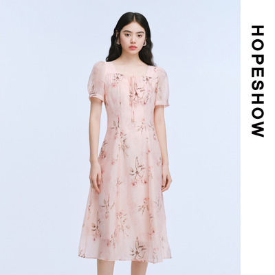 HOPESHOW红袖连衣裙89125141638