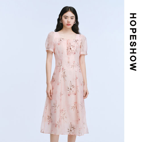 HOPESHOW红袖连衣裙89125141638