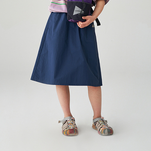 Mitti2025夏季 女童半身裙棉锦混纺松紧腰山系风拼色儿童腰裙