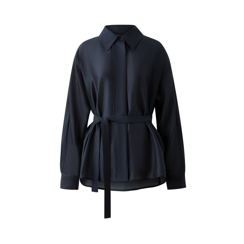 PRICH时尚 气质  翻领收腰衬衫 通勤宽松上衣女