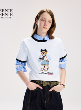 TeenieWeenie小熊女装T恤 撞色圆领短袖上衣TTRA2612C2A