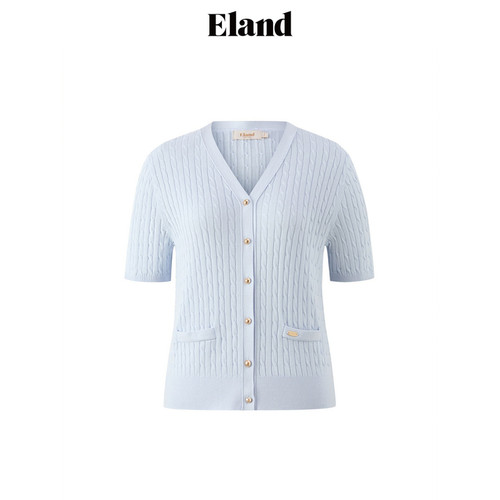 Eland衣恋针织T恤女v领 上衣