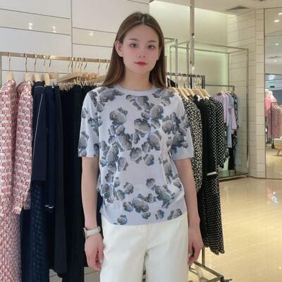 JUZUI/玖姿女士时尚休闲短袖针织衫毛衫JZEX31220