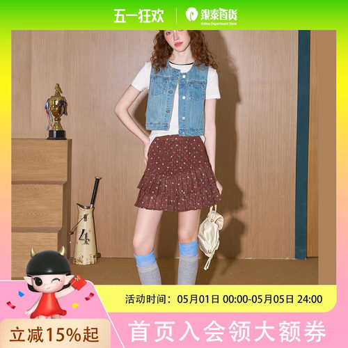 coolhut复古做旧口袋马夹无袖圆领搭配2025夏季女式背心短款牛仔