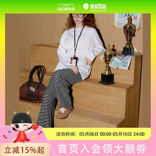 COOLHUT简约打底纯色长袖2025春季女式T恤宽松圆领上衣