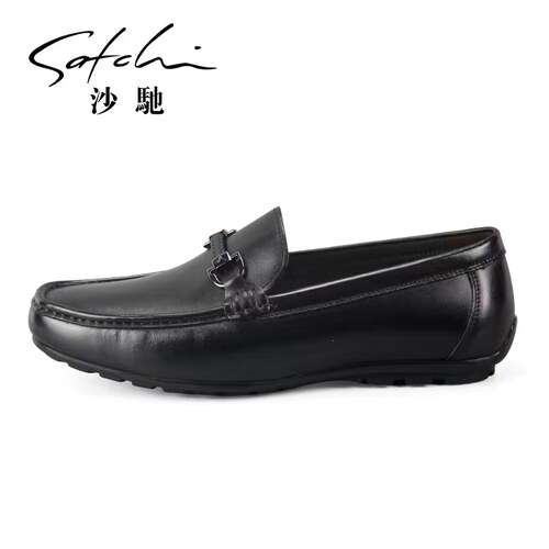 沙驰男鞋真皮皮鞋英伦商务休闲鞋低帮软皮软底驾车鞋轻便豆豆鞋212322145Z