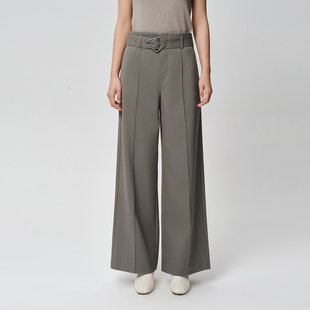 Dekashell/迪卡轩2026春季新款高腰阔腿裤灰色西装裤通勤C256552