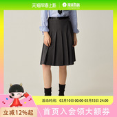 EEWHF49E04 新款 Eland衣恋半身裙女学院风显瘦中长款 百褶裙2025秋季