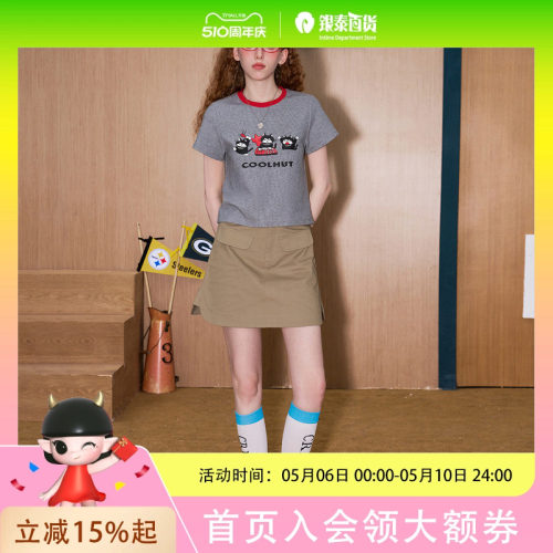 coolhut工装高腰不规则下摆开叉A字短裙2025夏季半身裙包臀