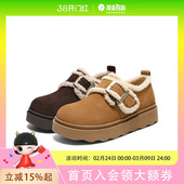 百丽毛毛勃肯乐福鞋 子E5N1DDM5 女厚底雪地靴加绒保暖棉鞋