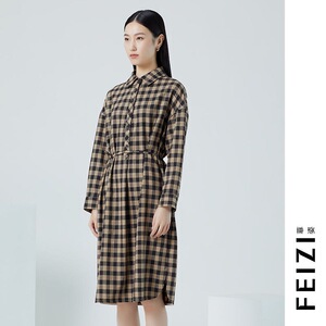 菲姿女士休闲格纹连衣裙1W408