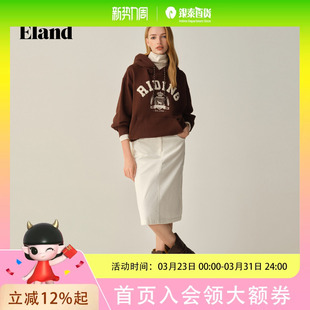 Eland衣恋卫衣女宽松连帽运动休闲上衣2025冬季 EEMTF4TE02
