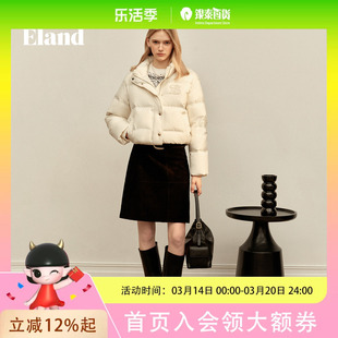 【无界鹅绒服】Eland衣恋羽绒服女宽松短款带拉链外套25冬季新款