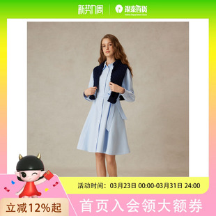 显瘦长裙2025春季 Eland衣恋衬衫 连衣裙女a字修身