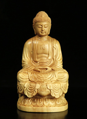 黄杨木雕坐莲阿弥佗佛释迦牟尼如来人物佛像家居车载摆件厂家直供
