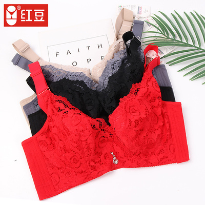 Hodo/红豆文胸软钢圈内衣聚拢D罩杯蕾丝网眼花边大胸mm女士胸罩