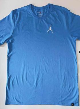 飞人乔丹AJ短袖运动T恤圆领超轻透气大码男士北卡蓝Jordan现货3XL
