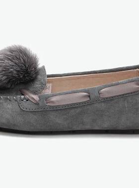 Activate water 兔毛球装饰简约全真皮乐福单鞋平底2026 年