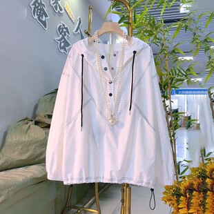 女装 休闲连帽防晒衫 2026春季 欧货时尚 胖mm遮肉显瘦上衣 新款 加大码