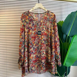 女装 减龄遮肉宽松显瘦百搭雪纺衫 夏季 欧货时尚 2026新款 胖妹妹大码