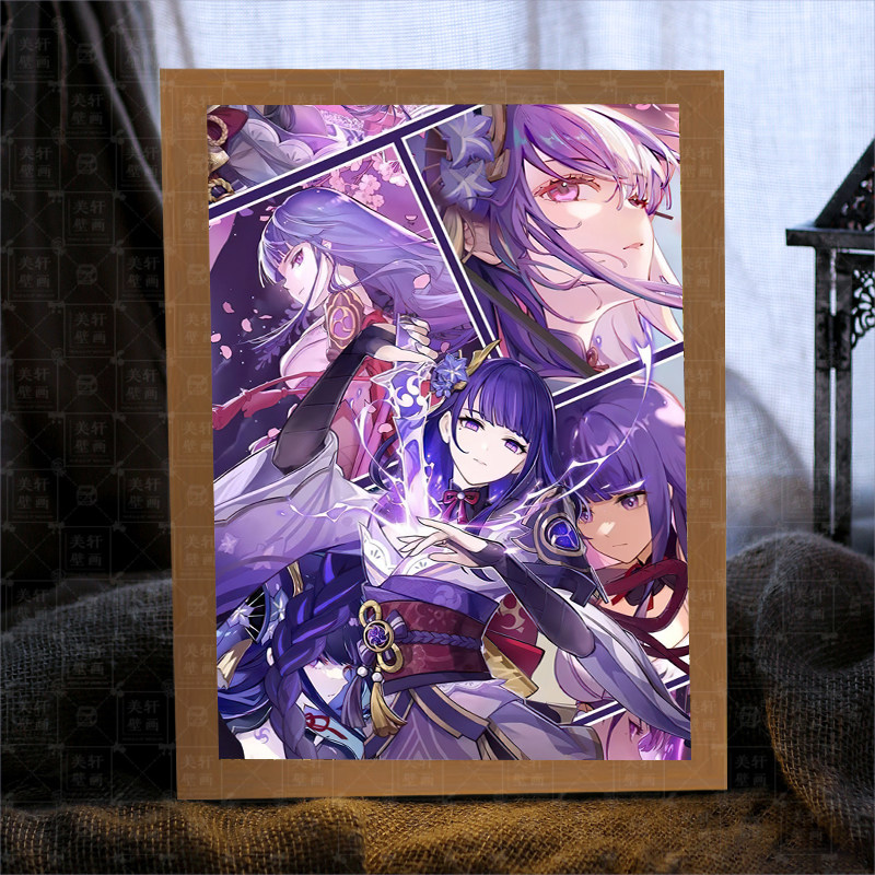 圆肾雷神雷电将军周边灯光画手办蓝牙音箱音响摆件镜子相框小夜灯