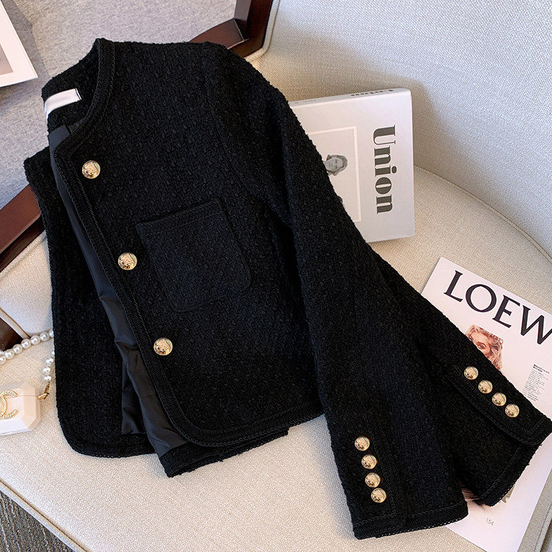 2025超火黑色小香风外套女士秋季新款高级感名媛气质短款西装上衣