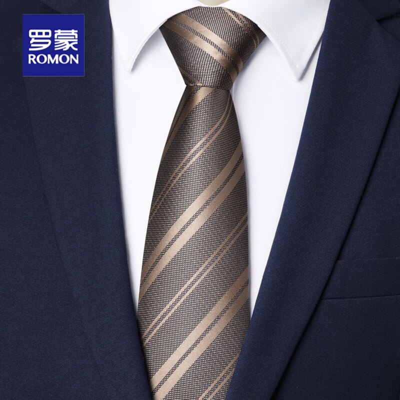罗蒙懒人拉链领带男士正装商务8cm上班花纹绅士韩版休闲免打领带